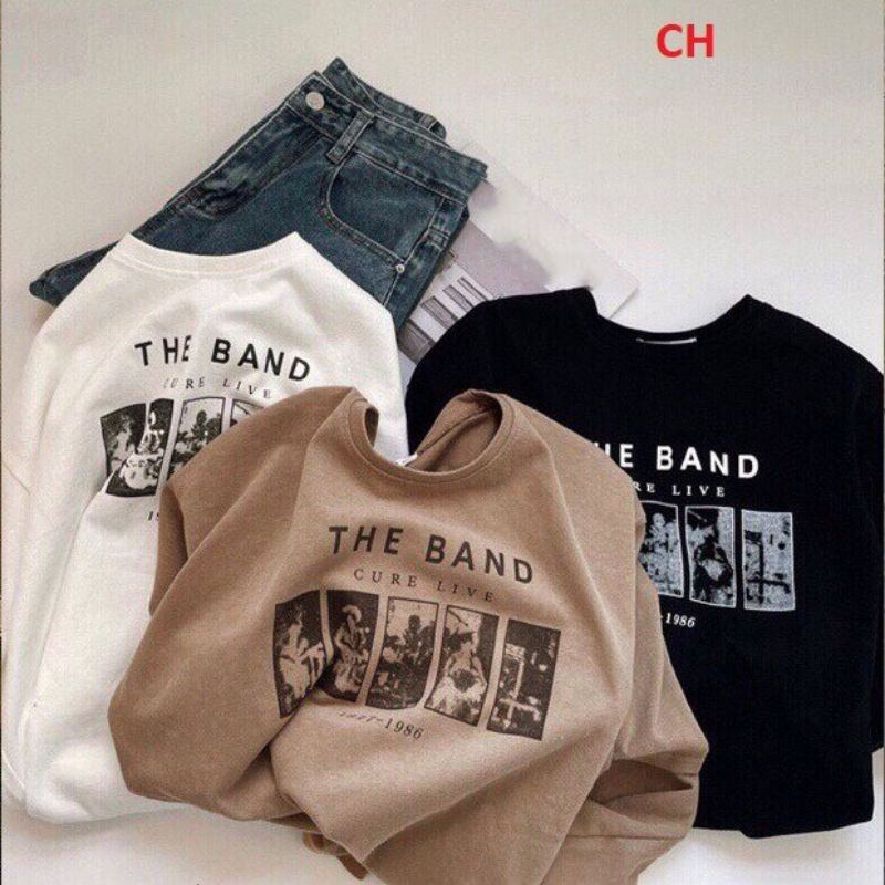 Áo phông nam nữ form rộng tay lỡ,áo thun cotton 3 màu Đen,Trắng ,Nâu The Band