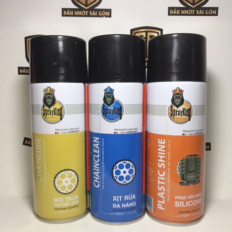 COMBO 3 Chai Dưỡng sên, rửa sên, nhựa nhám Sprayking 400ml