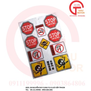 TEM HÌNH BIỂN BÁO STOP , VÀ CẤM HÚT THUỐC DÁN TRANG TRÍ XE CỘ, NHÀ CỬA BẰNG NHỰA DẺO ,DÁN CHẮC, BỀN ĐẸP