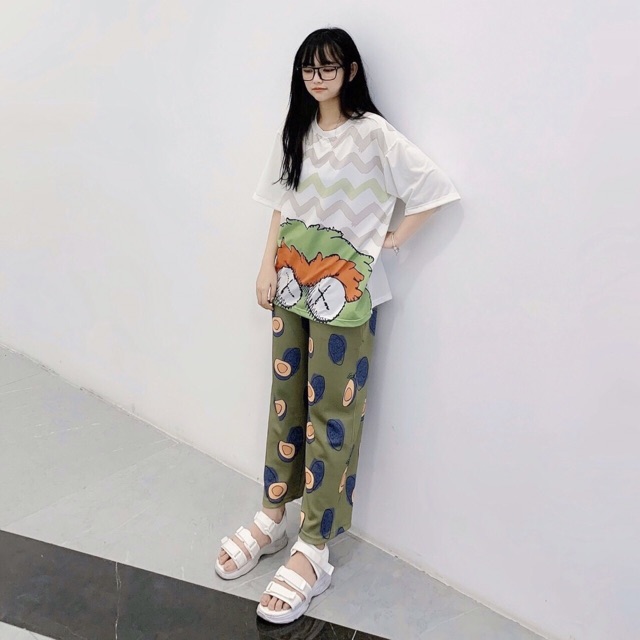 Set Bơ Xanh Siêu Cưng Ảnh Thật(Cartoon pant Mix Overtee 3D)