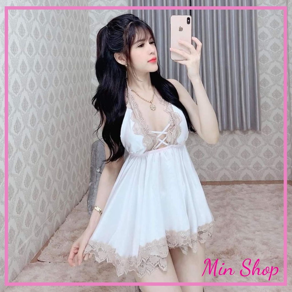 Váy ngủ sexy gơi cảm lụa satin cao cấp 2 dây MIN SHOP VN1005