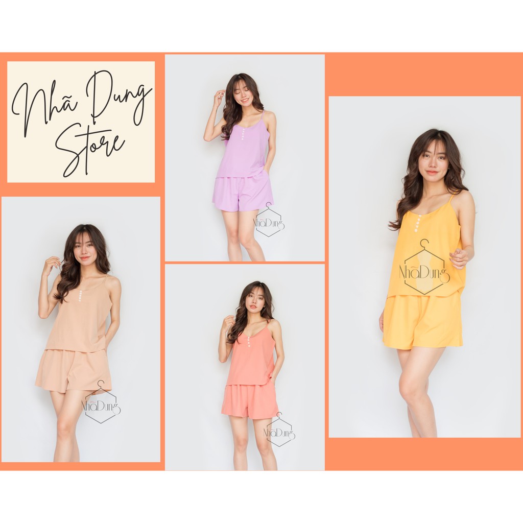 Đồ bộ mặc nhà đồ ngủ nữ 2 dây lụa cao cấp 5 nút Nhã Dung Store siêu mát kiểu dáng sexy đủ size dưới 70kg | BigBuy360 - bigbuy360.vn