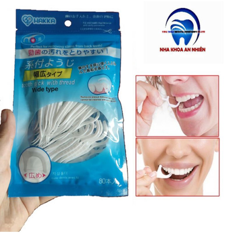 Tăm chỉ nha khoa Hakka Nhật Bản gói 80 cây vệ sinh kẽ răng