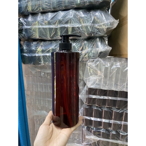 Chai nhựa 1lít màu nâu/chai nhựa 1 lít vòi nhấn/chai nhựa dày