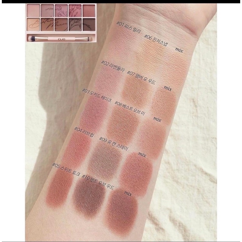 Có kèm cọ mắt - Bảng phấn mắt CLIO Eye Palette màu số 09 Botanic Mauve tone hồng nâu