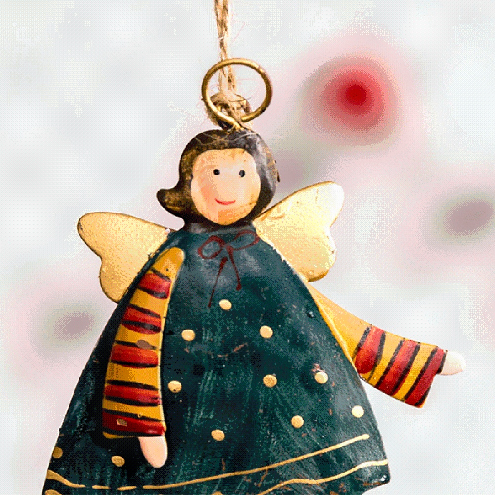 Phụ kiện treo trang trí Giáng sinh hình thiên thần hoạt hình bằng kim loại