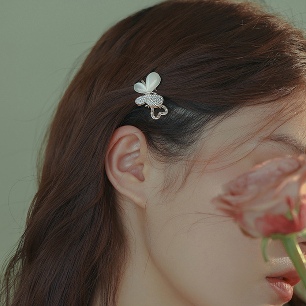 Kẹp Tóc Hình Bướm Bằng Kim Loại Đính Đá Opal Phong Cách Hàn Quốc Cho Nữ