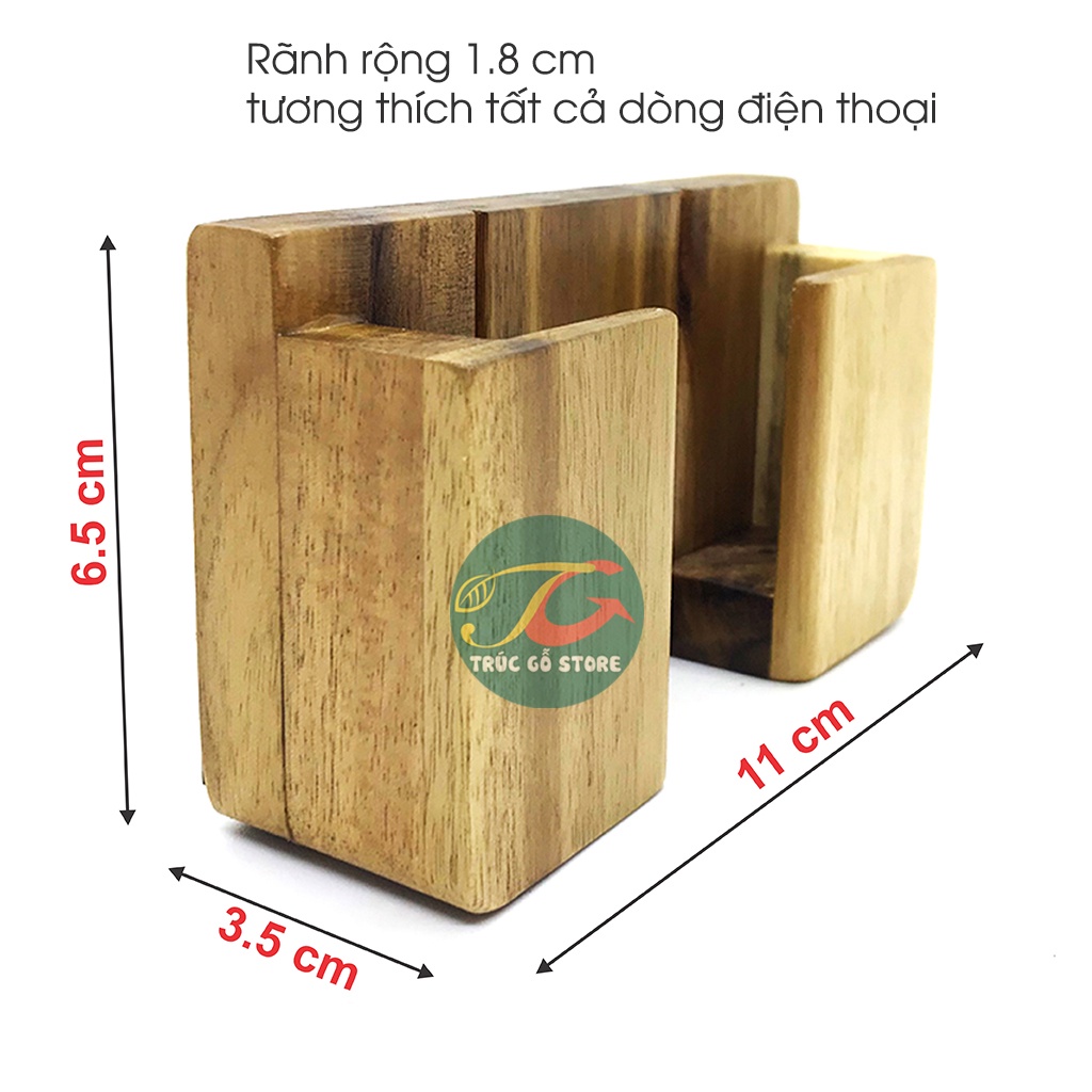 Kệ dán tường sạc pin điện thoại/đựng remote điều khiển chất liệu gỗ tự nhiên sang trọng