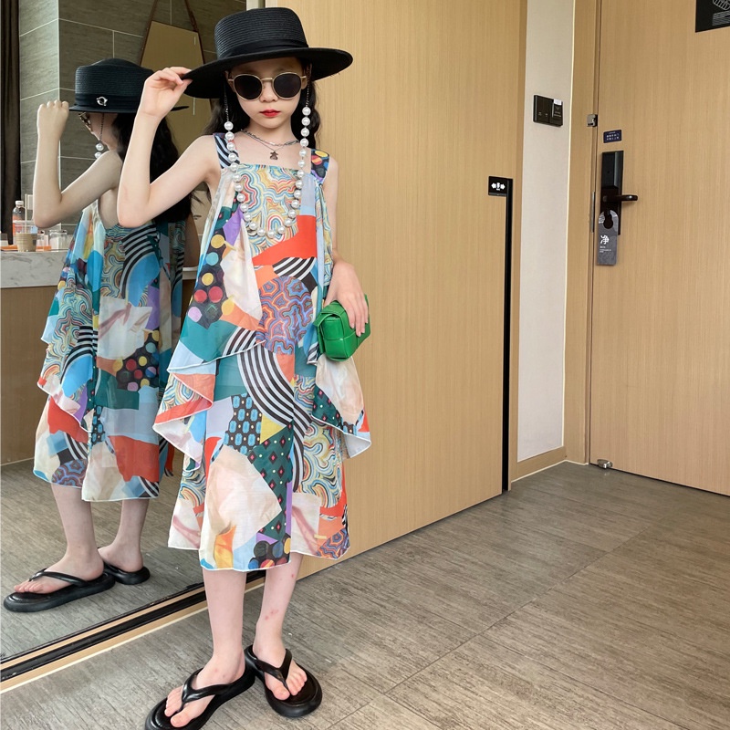Đầm Voan Dáng Dài Phong Cách Bohemian Thời Trang Mùa Hè Hàng Mới Dành Cho Bé Gái