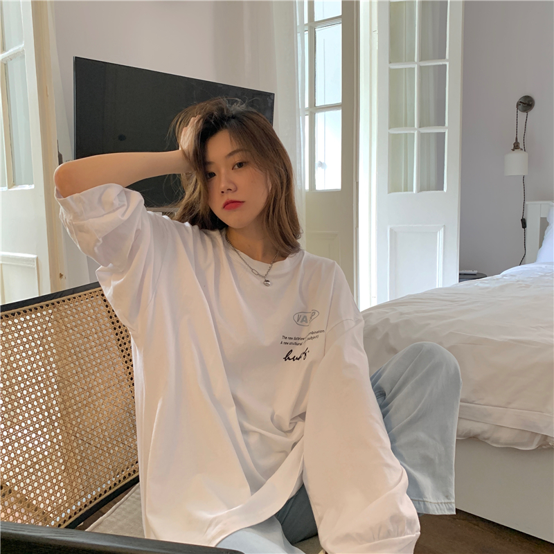 Áo Thun Tay Dài Cổ Tròn In Hoạ Tiết Thời Trang Mùa Thu Trẻ Trung