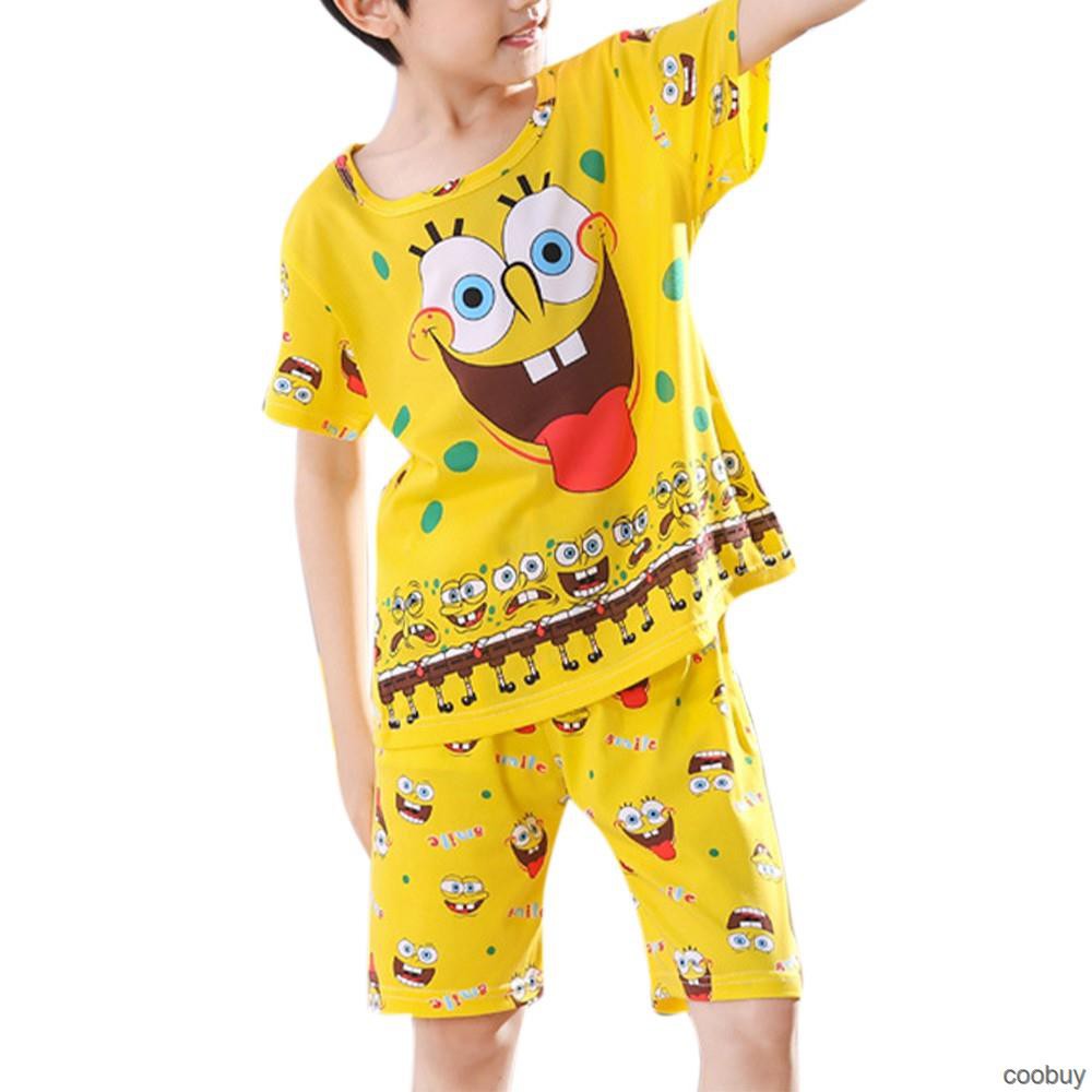 Bộ Đồ Ngủ Pijama Ngắn Tay Bé Trai Bộ Quần áo In Hoạt Hình Thoải Mái Cho Bé Từ 1-10 Tuổi