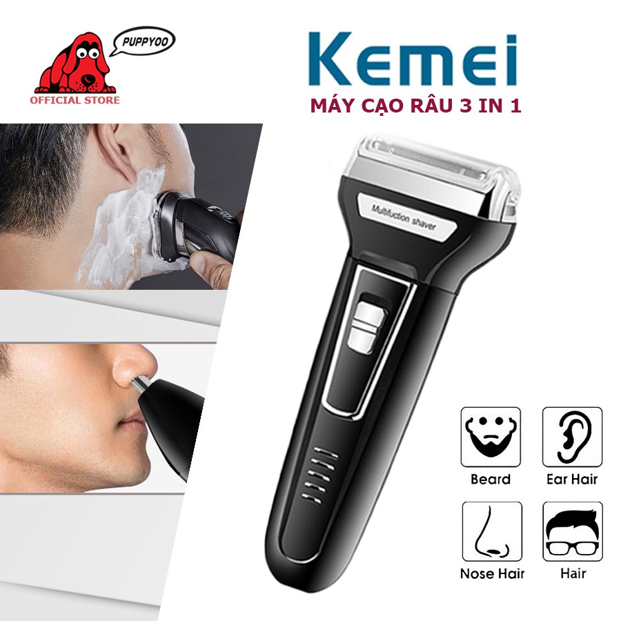 Máy cạo râu tông đơ cắt tóc máy tỉa lông mũi 3 trong 1 Keimei KM - 6558