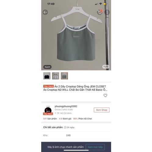 Áo 2 dây croptop JEM closet new