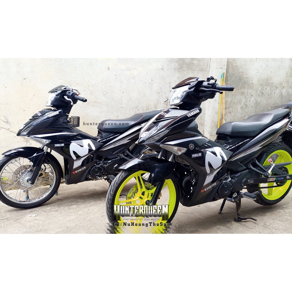 Tem rời Exciter 150. Movistar đen trắng. Thay đổi màu sắc và chi tiết theo yêu cầu. Sắc nét, bền màu