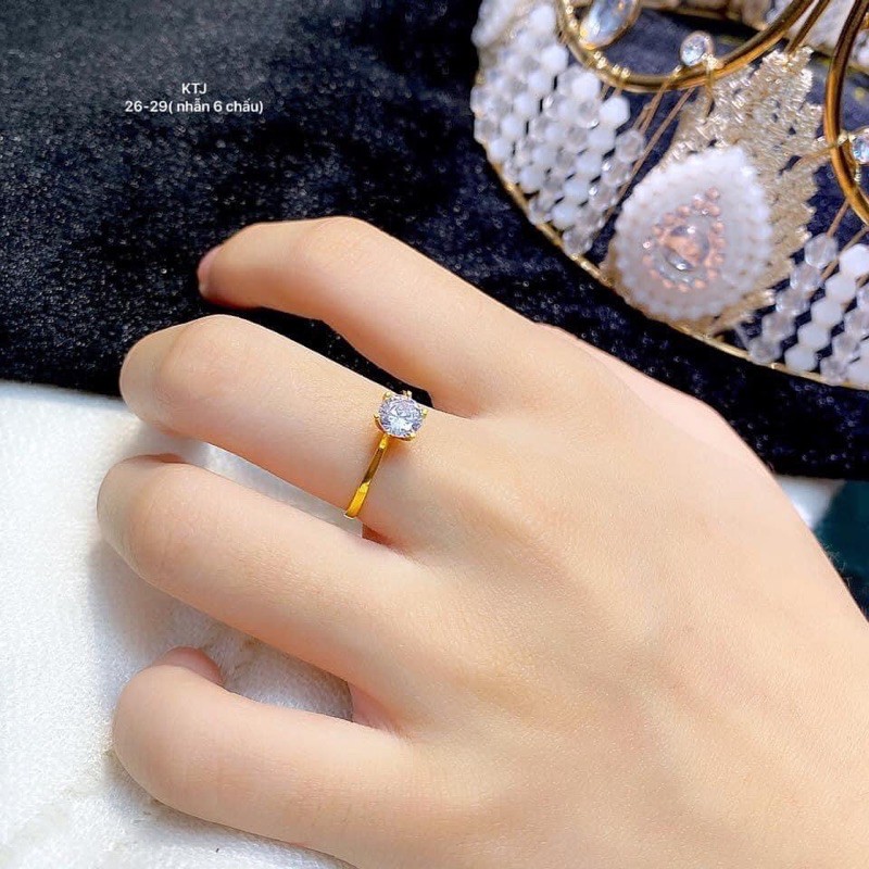 NHẪN ĐÁ NHÔ VÀNG 10KARA