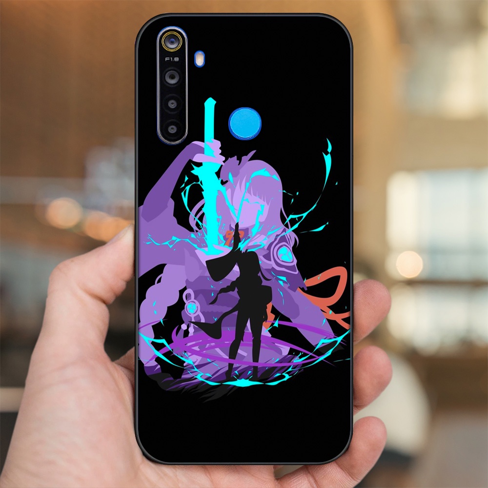 Ốp lưng Realme 5, 5 Pro viền đen in hình Raiden Shogun Genshin Impact