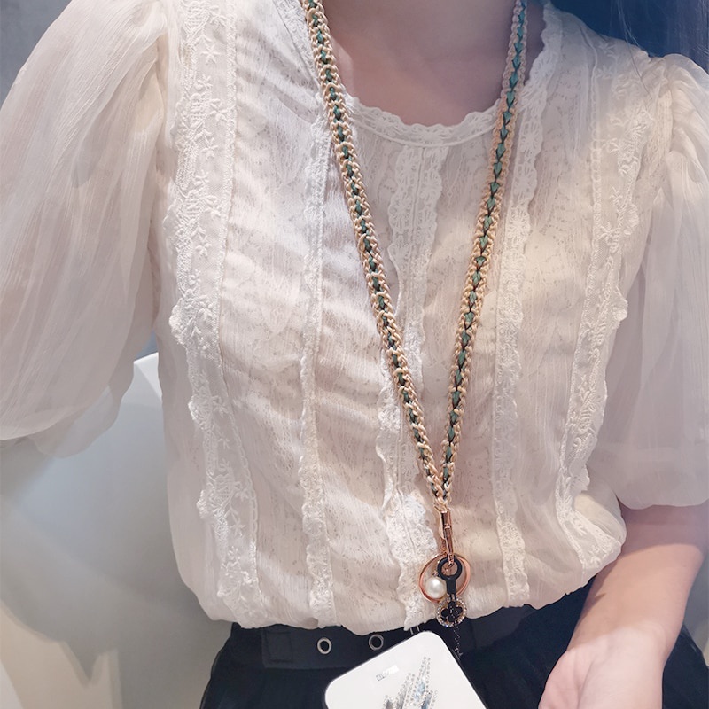 New Neck Dây đeo điện thoại bằng vải dệt phong cách cổ điển chống thất lạc