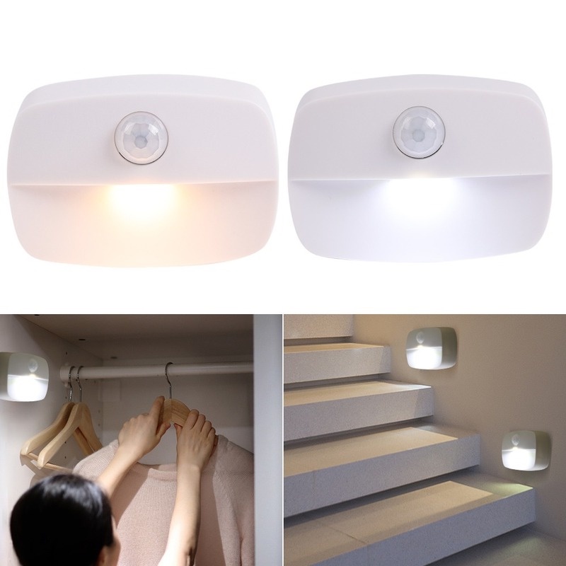 Đèn LED Nhỏ Cảm Biến Chuyển Động Chạy Pin 2 Kiểu Dáng Treo Tường/Cầu Thang Đa Năng