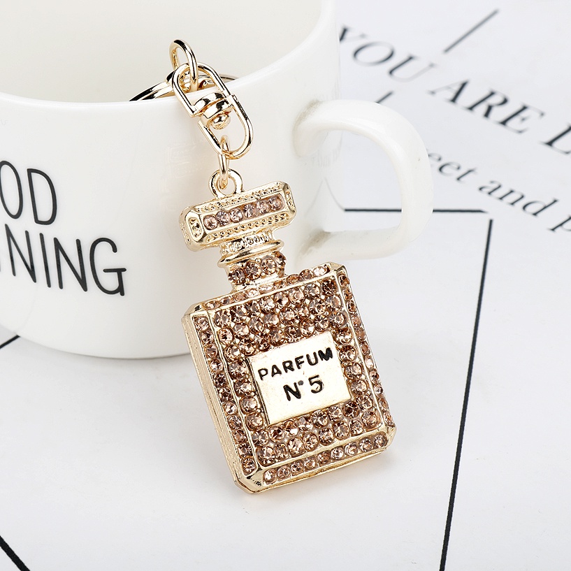 Móc khóa QIHE JEWELRY hình chai nước hoa pha lê sang trọng thích hợp làm quà cho bạn bè