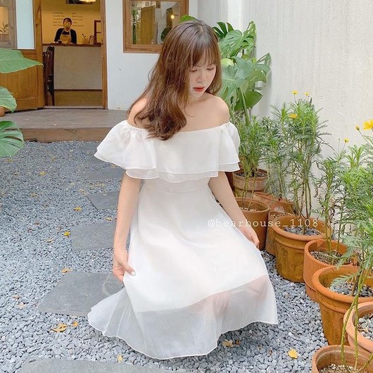 ĐẦM TRẮNG TRỄ VAI BÈO BỒNG BỀNH 2 TẦNG, VÁY TRẮNG KÝ YẾU, PROM, DỰ TIỆC CƯỚI | BigBuy360 - bigbuy360.vn