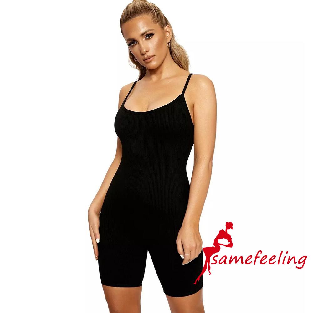 Sf Bộ Áo Liền Quần Hai Dây Màu Trơn Dáng Ôm Thời Trang Mùa Hè Cho Nữ