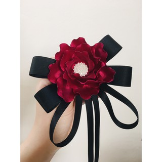 [ Ảnh Thật] Cài áo hoa đính nơ dễ thương