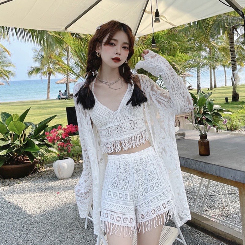 Áo bikini dệt kim có mút nâng ngực buộc lưng sang chảnh vanmiushop