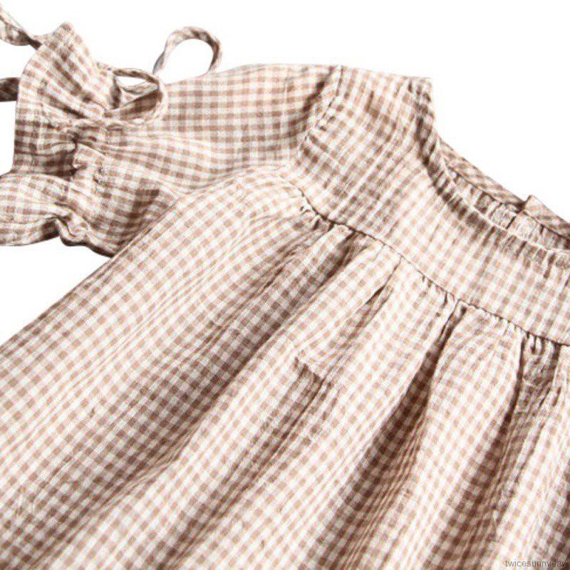 Đầm Cotton Ngắn Tay Cổ Tròn Đáng Yêu Cho Bé Gái