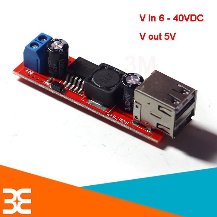 Module Hạ Áp Buck DC-DC Vin 6V-40VDC Vout 5V 3A 2 Đầu RA V1