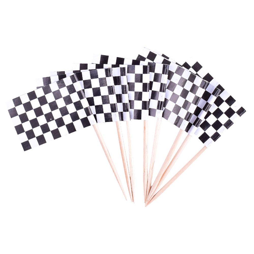 Cờ Đua Bằng Giấy Họa Tiết Caro Trắng Đen Đa Năng Trang Trí Bánh Kem