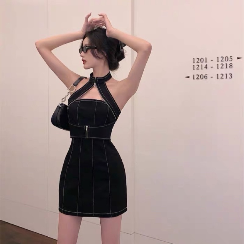Đầm body jean cổ yếm Ulzzang