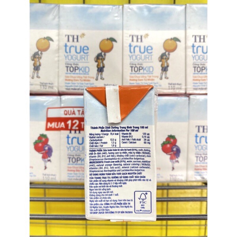 Lốc 4 Hộp Sữa Chua Uống Tiệt Trùng TH True Yogurt 110ml Dâu/Cam/Chuối