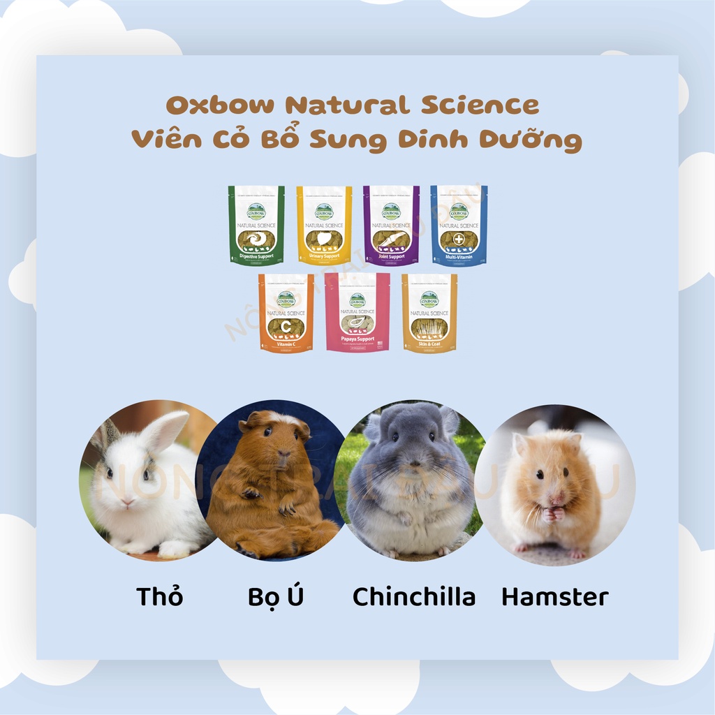 Viên Cỏ Oxbow Natural Science (Túi Nguyên) Bổ Sung Dinh Dưỡng, Hỗ Trợ Sức Khỏe Cho Thỏ, Bọ Ú, Chinchilla, Hamster