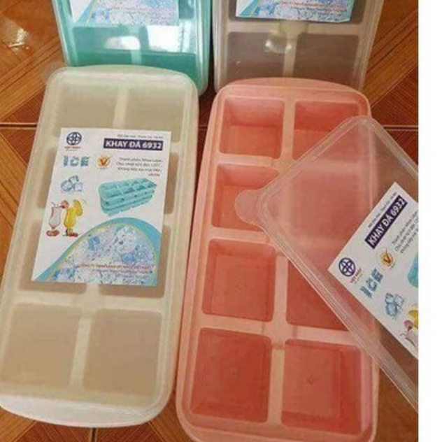Khay làm đá dẻo 8 viên có nắp ,khay trữ đồ ăn dặm cho bé nhựa VIỆT NHẬT siêu an toàn,
