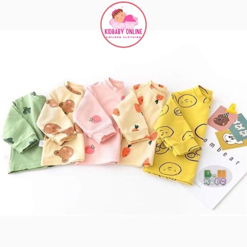 Bộ Đồ Dài Tay Bé Gái Minky Mom Hình rau củ quả Vải Cotton, Đồ Bộ Cho Bé Gái Mặc Nhà Thu Đông Kidbabyonline K145