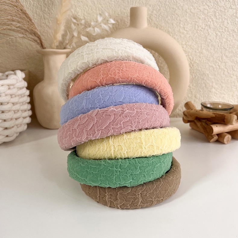 Băng Đô Cài Tóc Bản Rộng Bằng Xốp Màu Sắc Macaron Cho Nữ