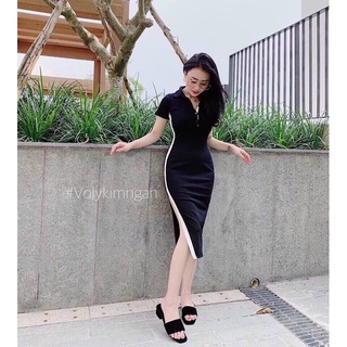 Đầm thun cổ bẻ