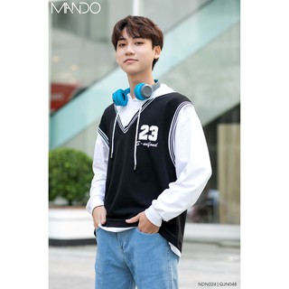 [FREESHIP]  Áo Hoodie Mùa Đông Unisex, Chất Vải Nỉ, Phối Màu Trắng Xanh Thời Trang MANDO- NDN024