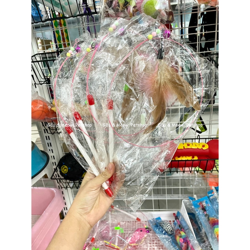 Cat toy Đồ chơi chó mèo cần câu vờn mèo bằng thép vui nhộn giúp chó mèo vận động giảm căng thẳng