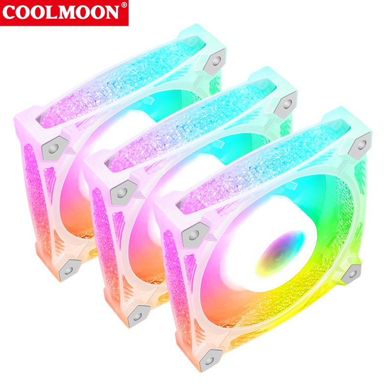 Quạt Tản Nhiệt, Fan Case Coolmoon D2 Crystal (Bộ 2-10 Fan + Hub Remote)