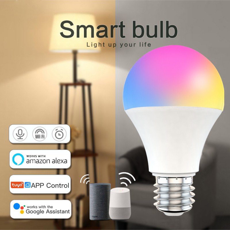 Smart Wifi Bulb Dimming Light Bulb 9W RGBCW Smart Light Bulb Voice Control Work With Alexa Google Home truing