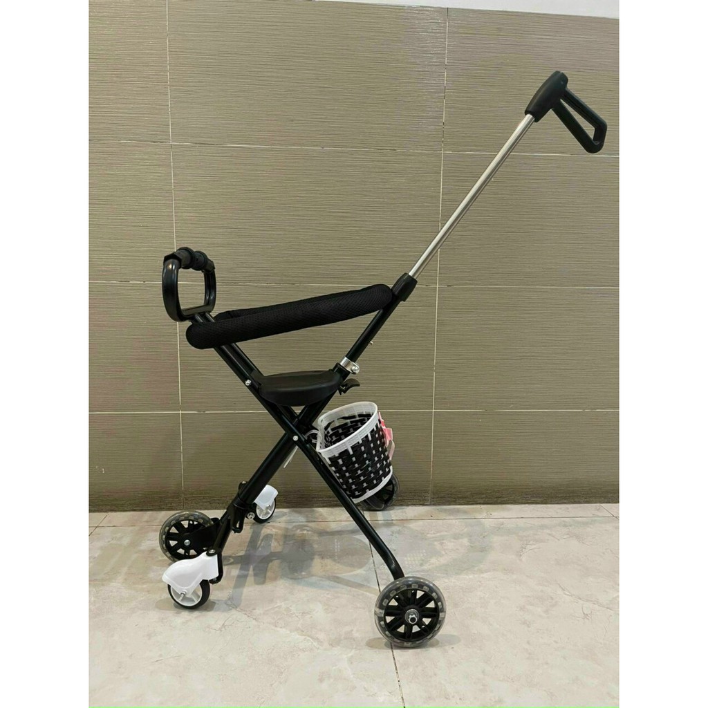 Xe Đẩy Siêu Thị 5 Bánh Gấp Gọn Thông Minh - Bánh Xe Có Đèn Phát Sáng