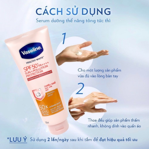 Sữa Dưỡng Thể Vaseline Serum Perfect Healthy Bright  50X Tuýp 320ml/Kem dưỡng trắng da,chống nắng  body vaseline 50x