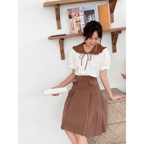 Chân váy xếp ly dài công sở kèm nắp túi sang trọng CV557 SUTANO