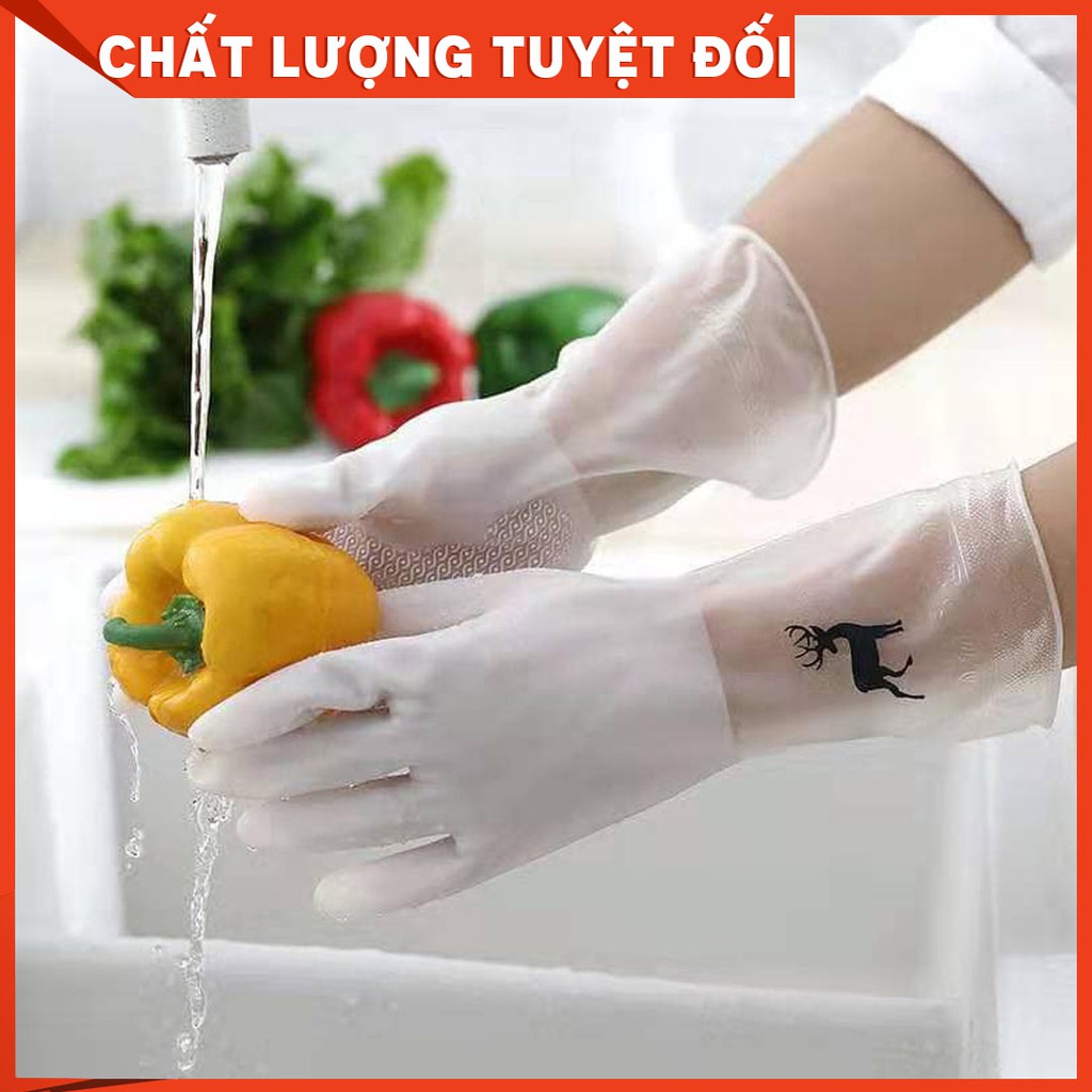 Găng tay cao su con hươu siêu dai cho rửa bát, nhà bếp, vệ sinh - Hàng xuất khẩu