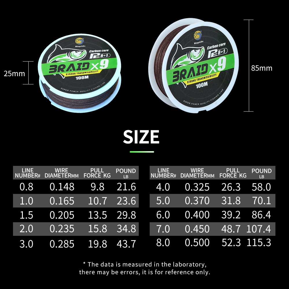 Bingolife Nhật Bản Lõi Carbon x9 Dòng Bánh Mì Bện Fluorocarbon Thuyền Câu Cá Trên Biển Câu Cá Đá 100m