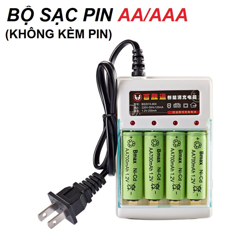 Bộ sạc 4 pin AA/AAA 1.2v 250mah (sạc pin con thỏ, pin AAA)