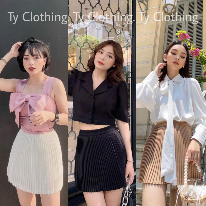 Chân váy dập li nhỏ có lót quần trong xinh xắn
