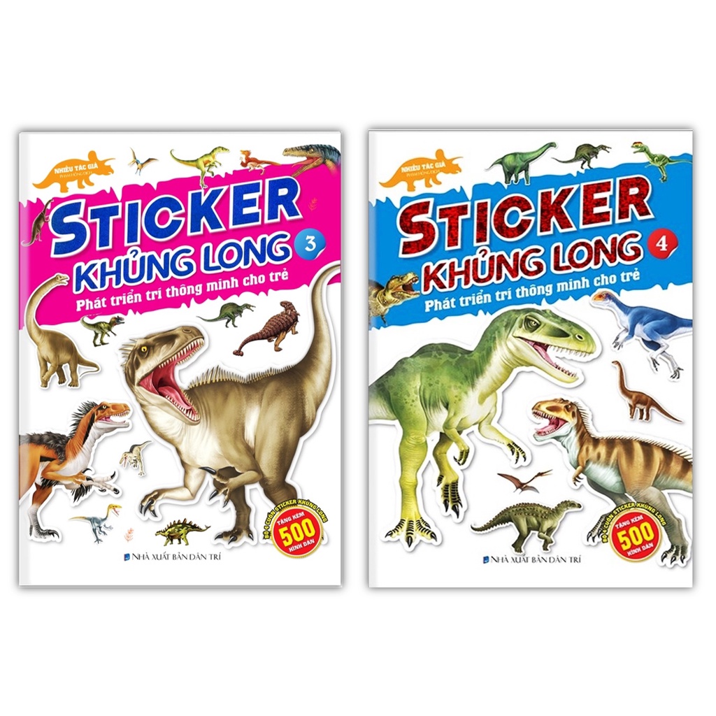 Sách - Combo 2 cuốn sticker khủng long phát triển trí thông minh (T3 + T4)