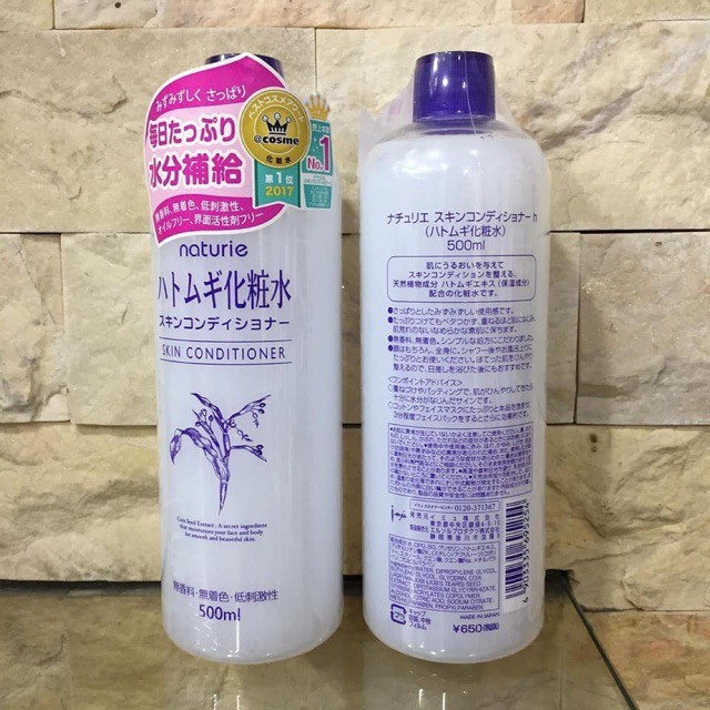 [Hàng Nhật Chuẩn] Nước hoa hồng Ý Dĩ Naturie Hatomugi Skin Conditioner Nhật 500ml Toner Naturie 500ml